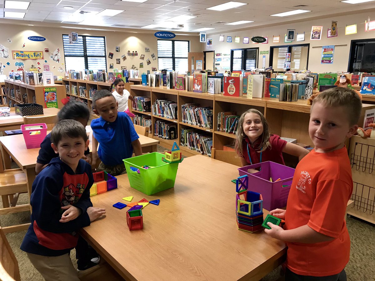 Some of our favorite faces came into the @PLEgators media center today for some extra makerspace time.  @MsP_PLE @VaillChristy @lauriaultjudy #media #notjustbooks #ccpssuccess