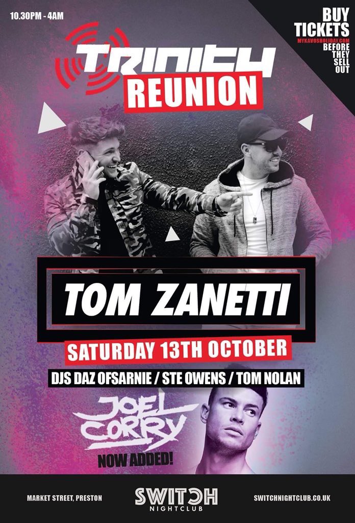 Back in PRESTON next weekend! 🙌

Playing <a href="/SwitchPreston/">Switch Preston</a> for the <a href="/clubtrinity/">Club Trinity</a> Kavos Reunion! Don’t miss this! Tix: clubtrinity.co.uk