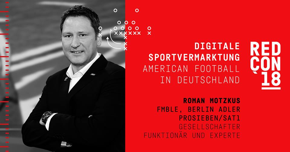 RedZone_Germany's tweet photo. SPEAKER-ALERT #REDCON
@RomanMotzkus
@FMBLE, @BerlinAdler @ProSiebenMAXX
Vortrag: Digitale Sportvermarktung „American Football“ in Deutschland
Mit Roman reist einer der bekanntesten TV-Experten des #ranNFL-Teams nach Regensburg zur #Redcon2018.
https://t.co/PzMCyCOUlG https://t.co/a3a3IPRh8f