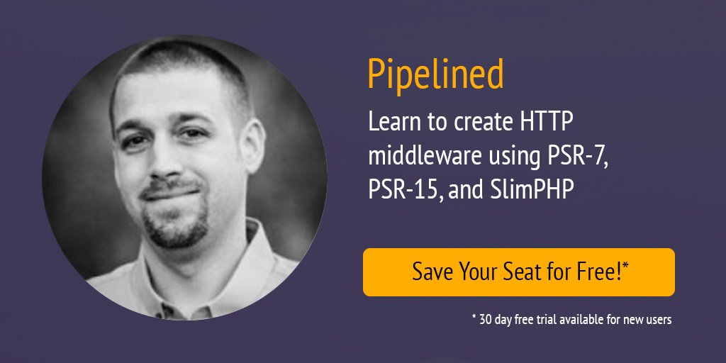 nomadphp's tweet image. Struggling with multiple systems integrations? @mwillbanks shares how to incorporate middleware in #PHP following the PSR-7 and PSR-15 standards and using the #SlimPHP framework in this month's EU meeting on October 18th. Get more information at ow.ly/xGyZ50jhzph