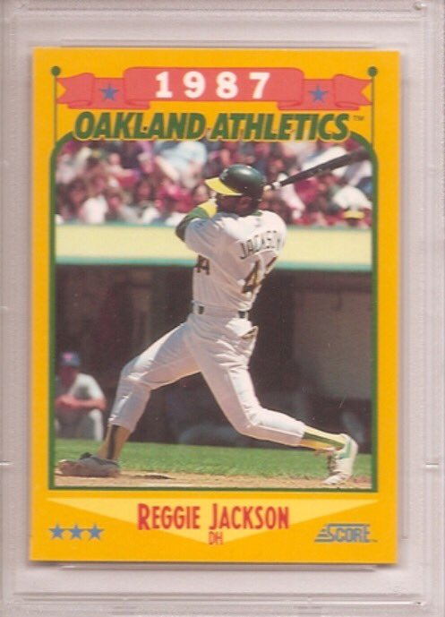 baseballcardDoc's tweet photo. Mr. October ⚾️⚾️⚾️ #reggiejackson #1988score #score #baseballcard #baseballcards #baseballcarddoc #baseballcardmovie #jackofalltrades #athletics #mroctober @Athletics https://t.co/W5PYGjadXk