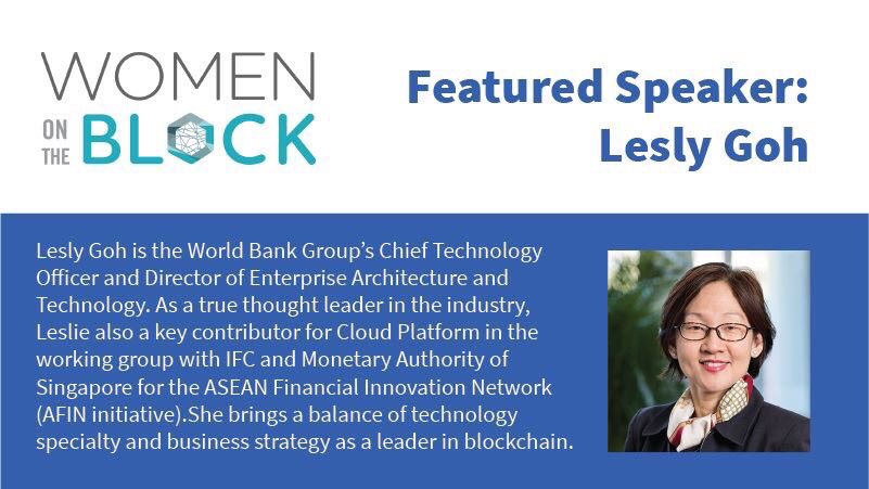 #WomenontheBlock would like to congratulate <a href="/WorldBank/">WorldBank</a>’s <a href="/leslygoh/">Lesly Goh</a> for her appointment to the #Singapore Government Technology Agency <a href="/GovTechSG/">GovTech (Singapore)</a>! #blockchain #fintech #SingaporeGovTech tech.gov.sg/Media-Room/Med…