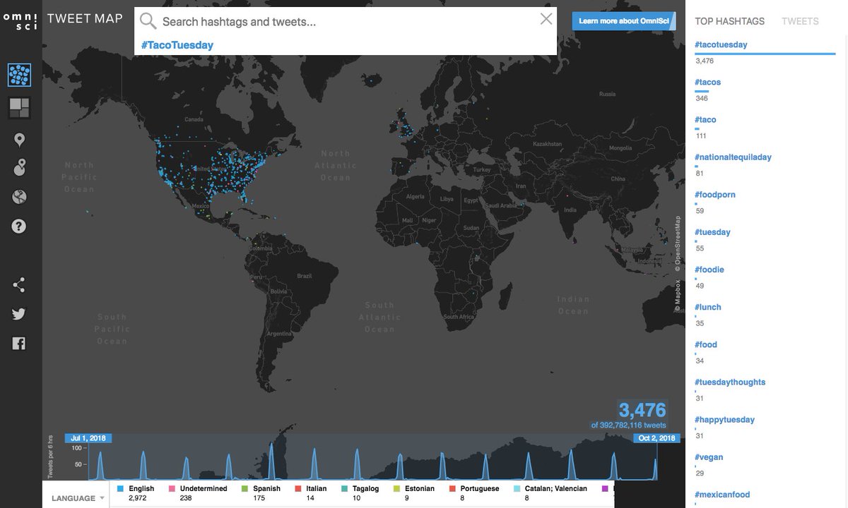 heavy_ai's tweet photo. What are people doing for #TacoTuesday? Explore global hashtag use from hundreds of millions of tweets using our #Tweetmap. https://t.co/tENiAbWWki https://t.co/V1HW9mYSjl