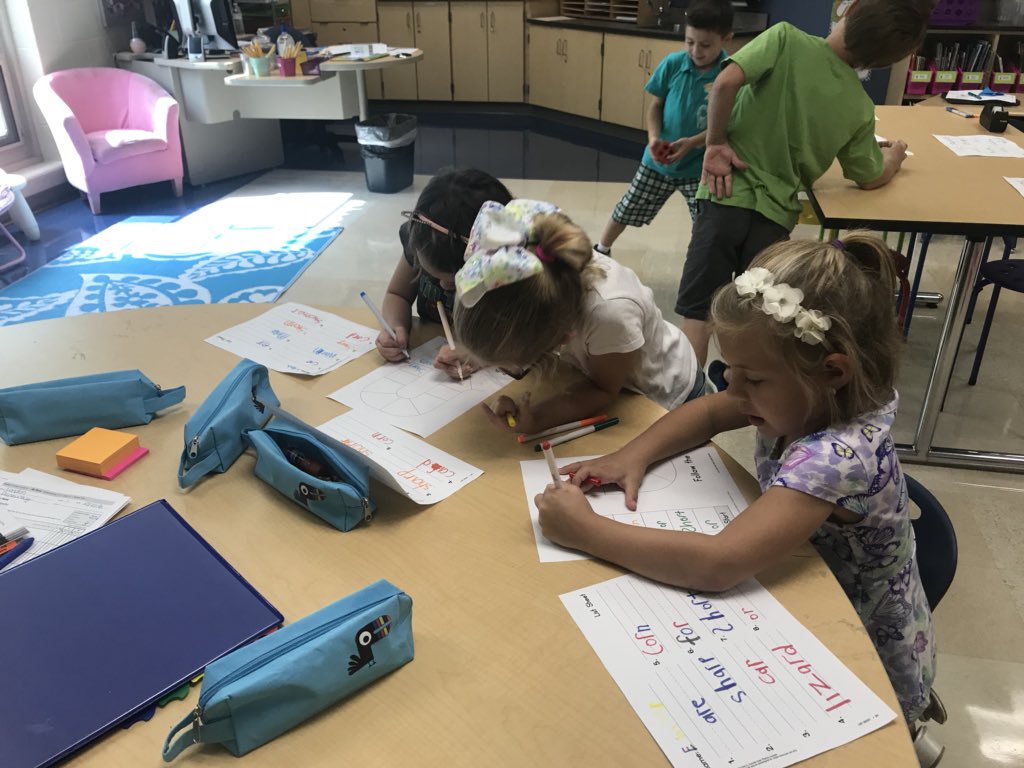 Working on r controlled vowels with ar and or patterns in WISE Time. We sorted words, wrote them, made them with magnetic letters, and created our own board games to play using words with these patterns. We like to have fun while we learn! #gtownway