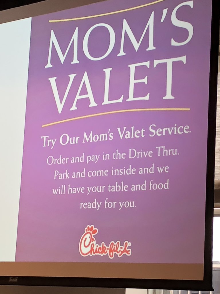 AgataClevenger's tweet photo. On how @ChickfilA addresses moms needs. Mom valet service! @M2Moms #m2moms  Great session by Amy Henry https://t.co/5zr5DC7TDf