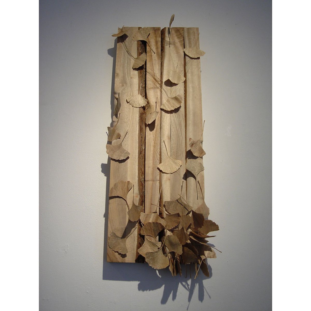 HitoshiKamata's tweet photo. 作品の全体です。楠にこだわってます。
#銀杏　#木彫　#彫刻 　#ギャラリー　#秋
#sculpture #woodcarving #art  #fineart #contemporart  #flower #flowers #ginkgo #biloba #fallenleave #autumn #plant #plants #wooden   #gallery #galleryart #woodworking https://t.co/iBARD5pxNr