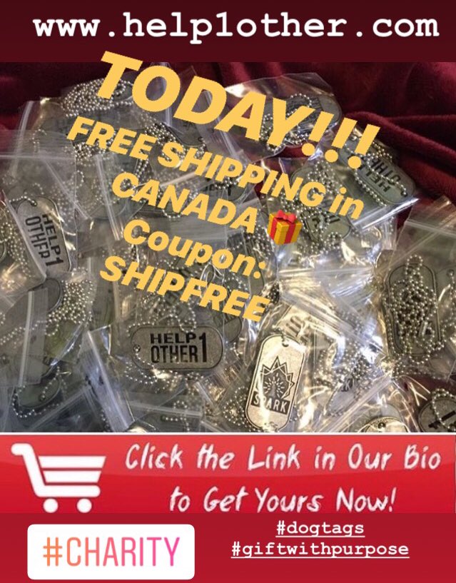 Jacquielinn's tweet photo. FREE 💥 SHIPPING in CANADA for the first 5 people to order. Use SHIPFREE at checkout!
#giftwithpurpose #help1other #dogtags #yyc #nationwide #changeurcorner #sparkachange #charity #streetkids #stopdomesticviolence @SonshineCalgary https://t.co/G0AyFrG4mW
