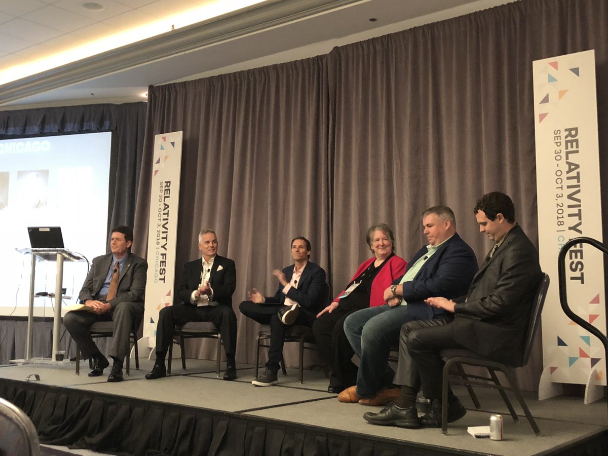 sarablackthorne's tweet photo. Such a powerful and varied panel for the State of the eDiscovery Union panel. @DavidHorrigan @mackmary @AriKaplan @Legaltech_news #MikeBryant of @HaystackID #RyanOLeary of @IDC. #RelativityFest https://t.co/coSUp3GGZ8