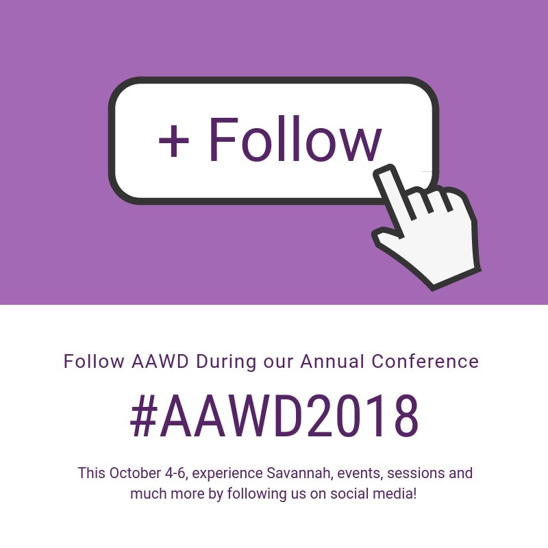Don't miss all the action from this year's conference! Make sure you're following us across our social media pages. Don't forget to use #AAWD2018 on all your posts. The AAWD will be reposting your images! #WomenInDentistry #ContinuingEducation #Dentist