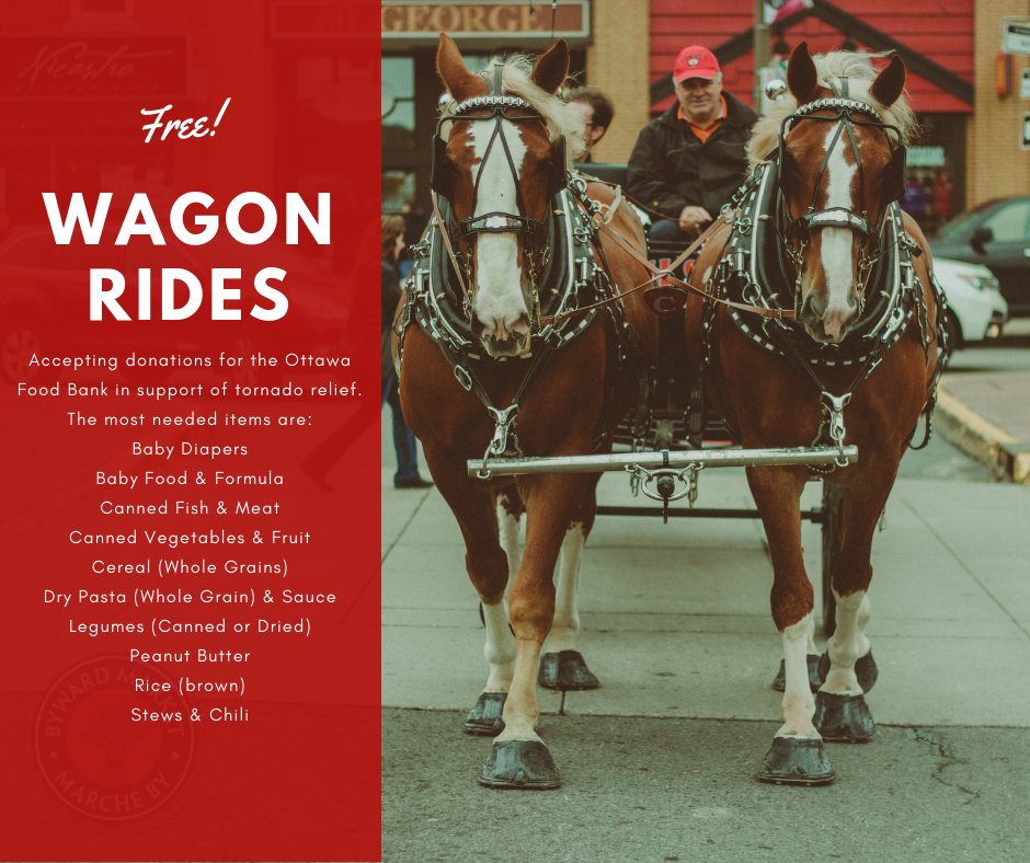 ByWardMarket_'s tweet photo. Free wagon rides on Sunday from noon - 4 p.m. at William Square in the #ByWardMarket, and accepting donations for the Ottawa Food Bank in support of tornado relief this Thanksgiving weekend! #myottawa #charitableevent #tornadorelief https://t.co/EiCGrfAwZp