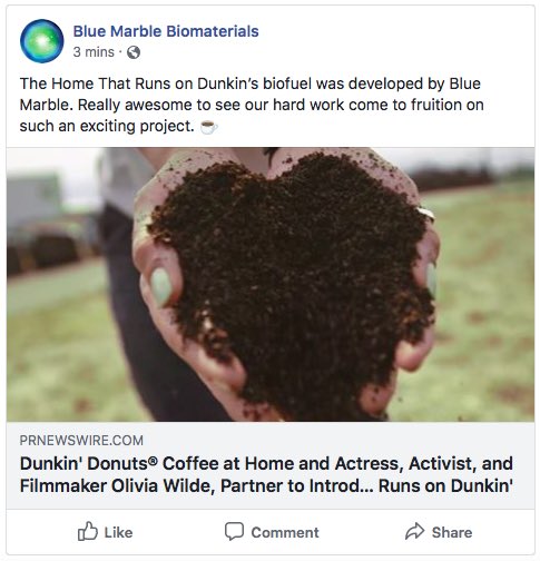 Check out the full story @ 
prnewswire.com/news-releases/… 
•
•
#dunkin #coffee #coffeegrounds #biodiesel #biofuel #themoreyouknow #simplechemistry #knowledge #power #science #innovation #sustainable #organic #harnessingnaturessolutions #productdevelopment