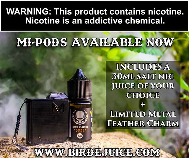 birdejuice's tweet image. We've tested dozens of salt devices before choosing one to offer our Flock, and the Mi-Pod is finally here! Grab a device and spare pods from our Salt or Hardware section. For a limited time we'll also include a metal feather charm! ✌️🐦✌️