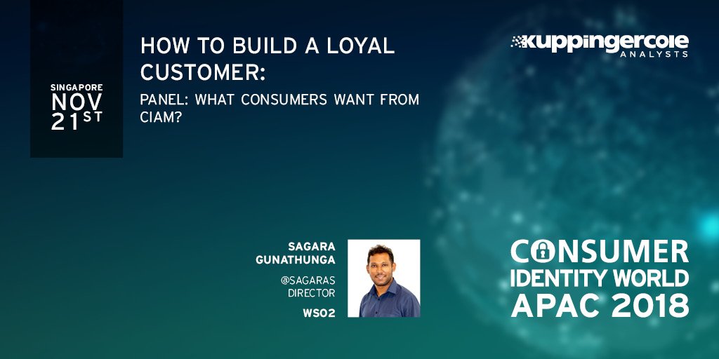 kuppingercole's tweet photo. How to Build a Loyal #Customer? @sagaras from @wso2 will share his thoughts in Singapore this November #CIWAPAC18 https://t.co/xaFAgttEOk https://t.co/L6J4IYNyUI