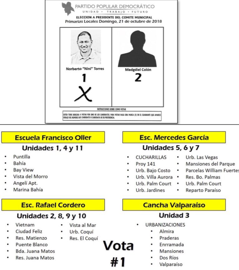 NorbertoNini's tweet photo. ¡Buenas noches! El domingo 21 de octubre el Partido Popular Democrático en Cataño llevara a cabo la primaria por la Presidencia del PPD. Cuento con tu voto soy el #1 en la papeleta. #Nini2020 #21DeOctubre https://t.co/yFXHATJixf