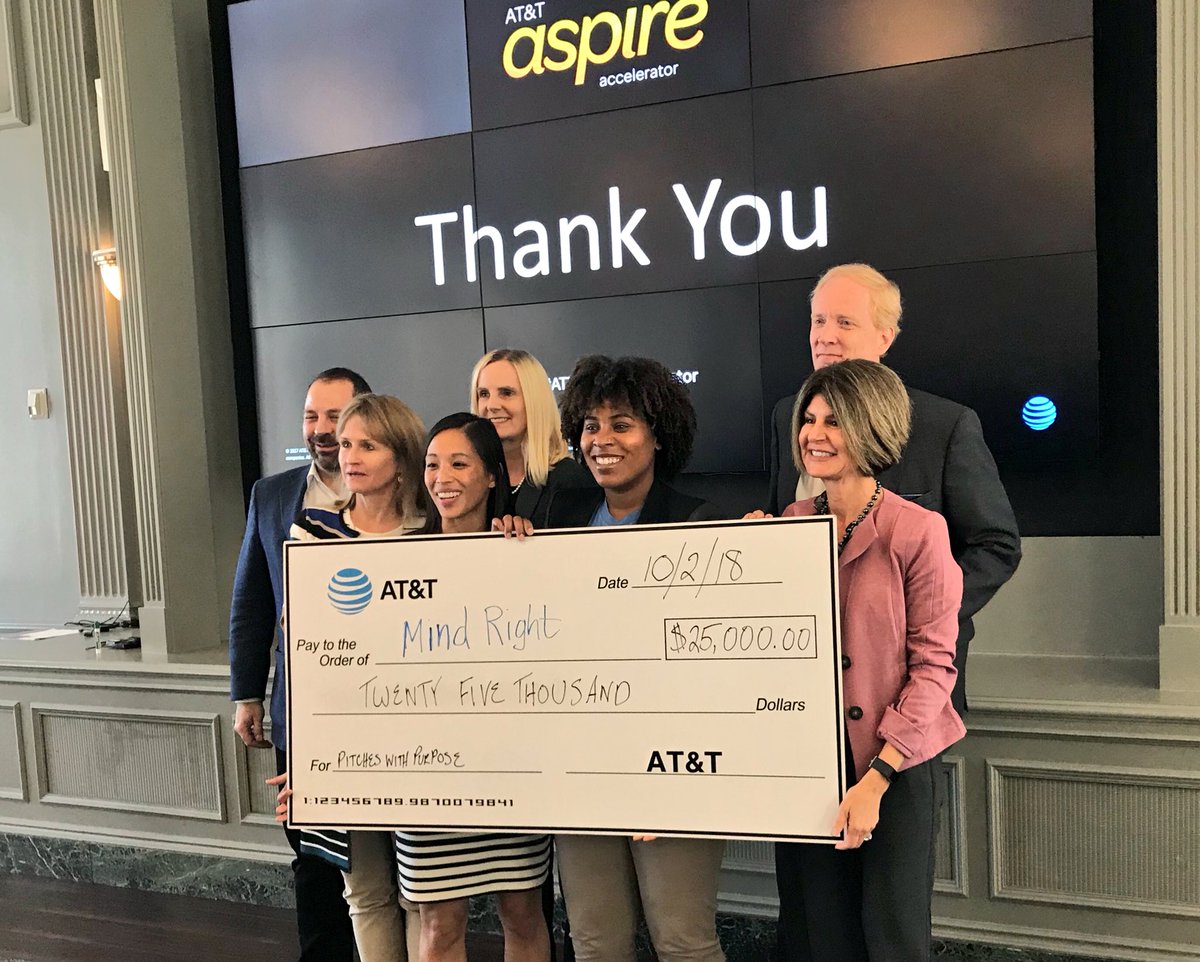 So inspired by all the Pitches With Purpose today from our #ATTAspireAccelerator 2018 class. Congrats to @TextMindRight for walking away with the win!
