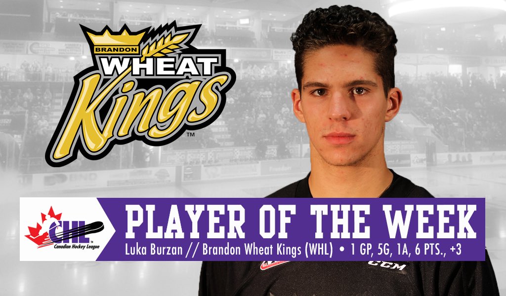 #CHL Player of the Week is #NHLDraft prospect Luka Burzan of <a href="/bdnwheatkings/">Brandon Wheat Kings</a> following a 5 goal, 6 point performance to remember: bit.ly/2NYiZwW