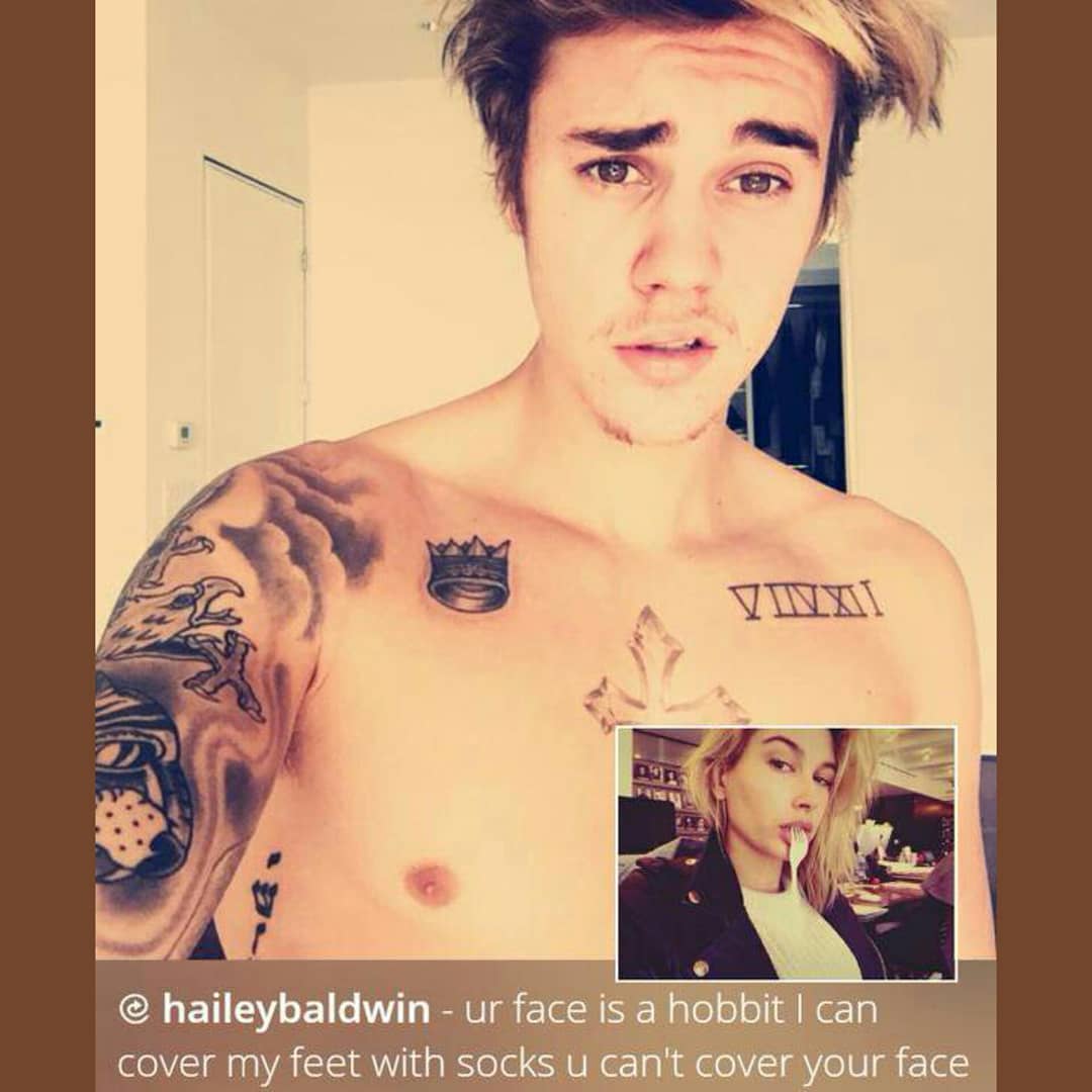 February 17, 2015. Hailey and Justin interacting in Shots.