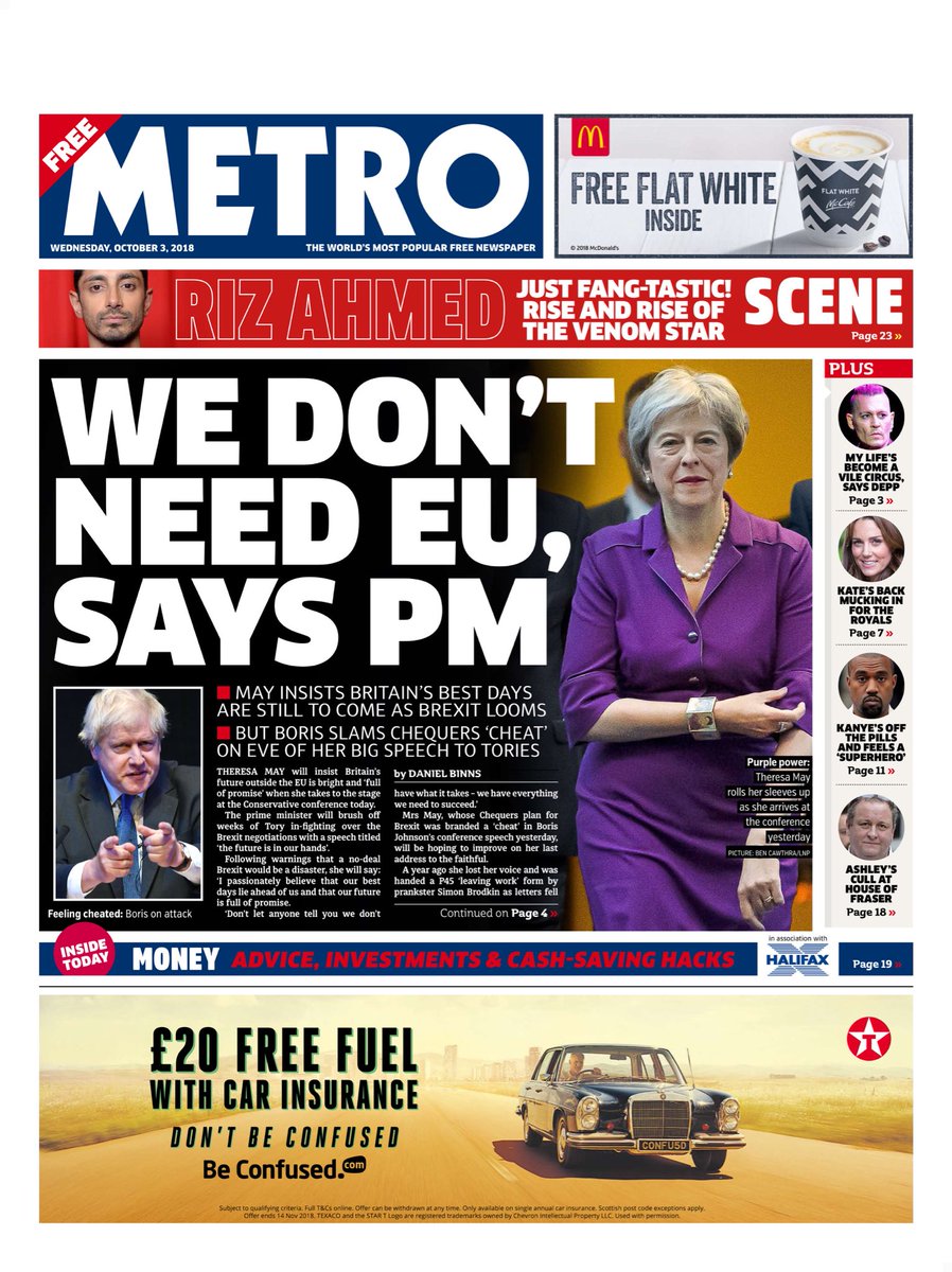 Wednesday’s Metro 
“We Don’t Need EU, Says PM”

#tomorrowspaperstoday
#bbcpapers
(via <a href="/AllieHBNews/">Allie Hodgkins-Brown</a>)