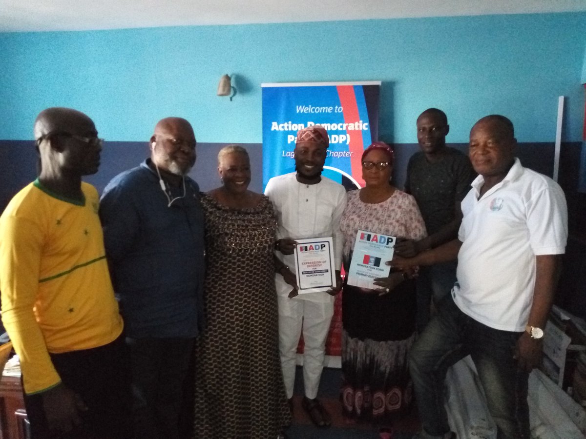 ADPLagos's tweet photo. PIX: Collection of Nomination form by Mr Adewunmi Adebayo, an aspirant for Lagos State House Assembly, Shomolu Constituency I. #ADPLagos, #JoinADP. https://t.co/0QDSlfyYQl