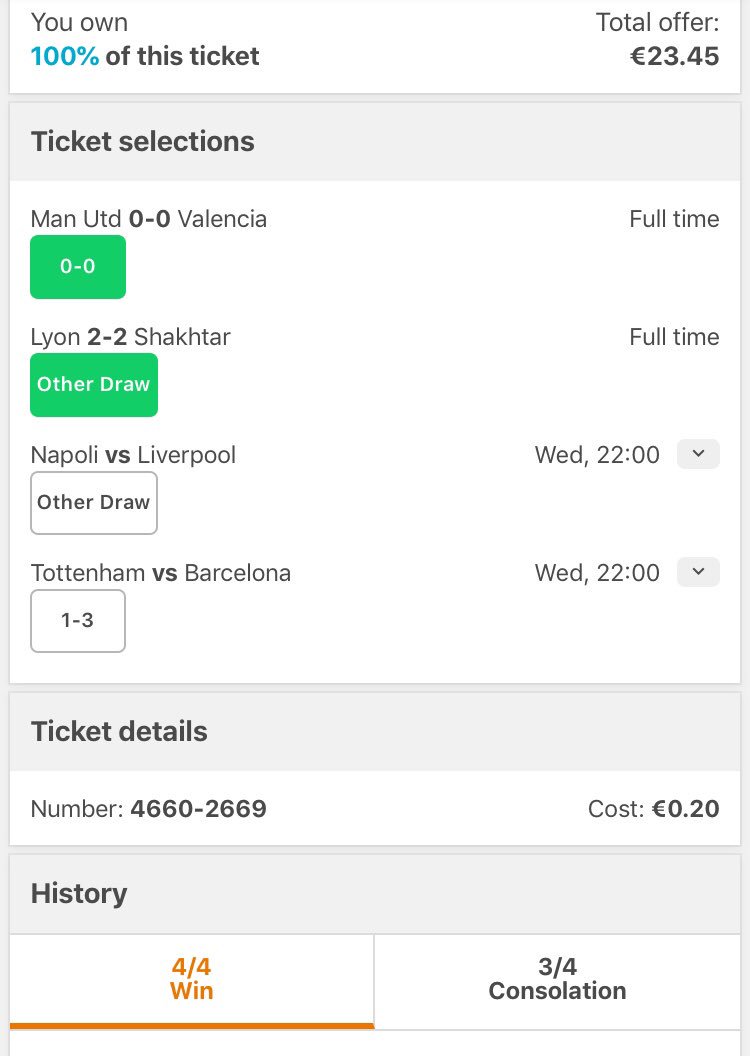 ColossusSuomi's tweet image. Over 99,3% of tickets out. Lucky to be among 0,7% ones. 

Offer little bit over 110X which seems little too low. If two more hits, odds is around 20.000X and winning some 4.000€. 
@ColossusBets #colossusbets #betsit #vedonlyönti