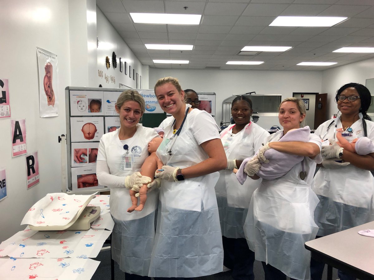 KeiserU's tweet photo. #Nursing #Pediatricsโ class working on proper techniques for weighing and holding infants. ๐ซย #studentsfirst #seahawknation #keisercommunity #onekeiser https://t.co/IYZ0hzzDbt