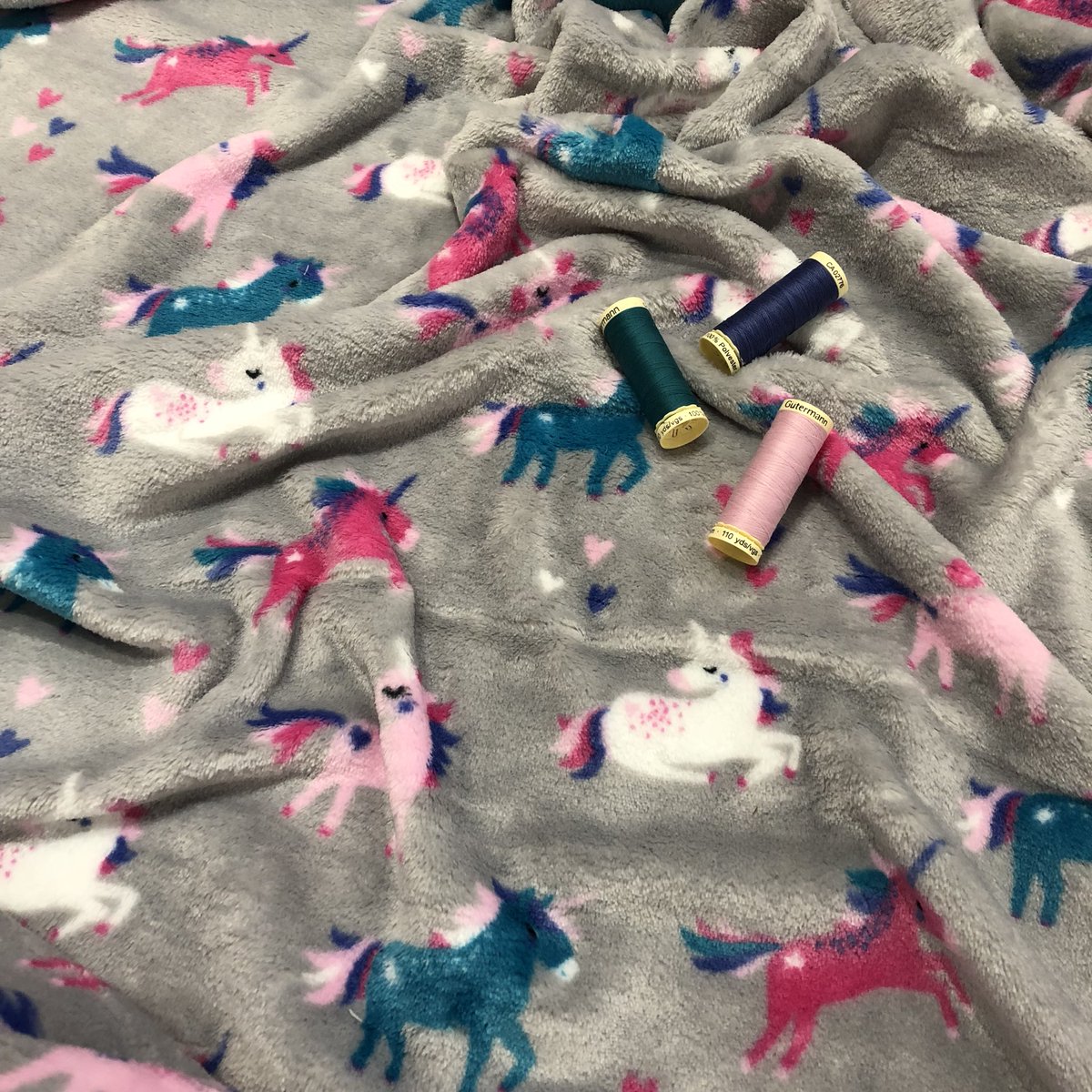 Our new unicorn cuddle fleece is very appropriate as we count down to Sew Saturday this weekend. Don’t think the fabric will be in stock for long 🦄 @SewHQ #sewsaturday 
#cuddlefleece #fleece #handmade #fabric #fleeceblanket #throw #sewing #bedthrow #quilt #babyblanket #fabrics