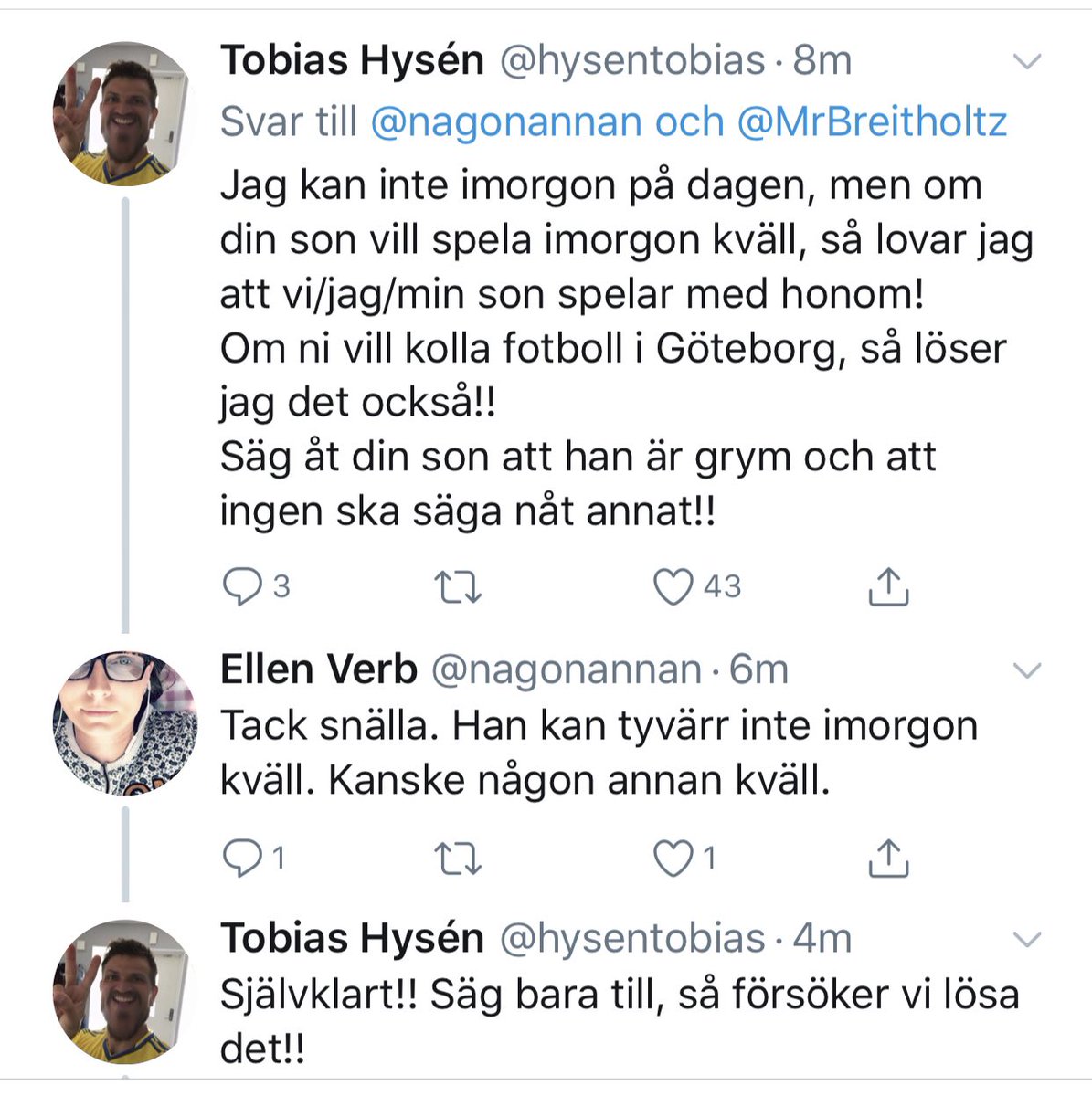 CrackedCopy's tweet photo. Har sagt det förut och jag säger det igen, Tobias Hysén är bra fölk. https://t.co/JVoRLeqeXR