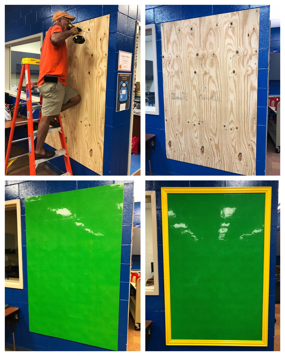 hendricksreads's tweet photo. The HENDRICKS library now has a LEGO wall! We are so excited to start using it. Remember, LEGO donations are still being accepted. Special thanks to Mrs. T’s dad for hard work and manual labor. #makerspace #legowall https://t.co/2t14yrTGPO