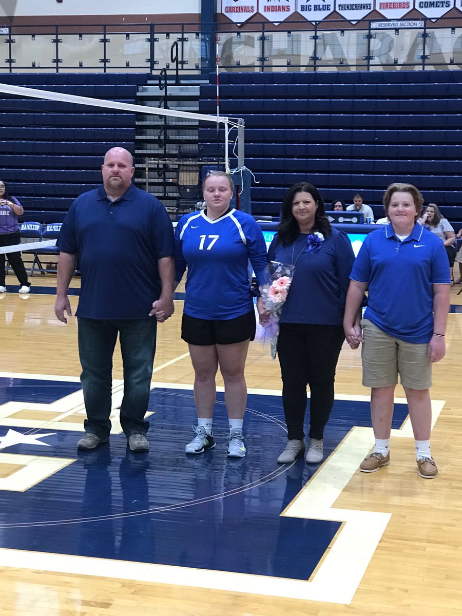 HHSBigBlueAD's tweet photo. #HamiltonProud to celebrate our only Senior member of the #BigBlue girls volleyball team Samantha Fuller!!! Thank you Sam for all your dedication &amp; loyalty to the program!!! https://t.co/O3SEdr5hw2