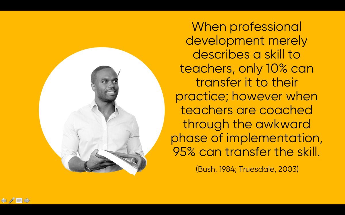 ashley___814's tweet photo. "When professional development merely describes a skill to teachers, only 10% can transfer it to their practice; however when teachers are coached through the awkward phase of implementation, 95% can transfer the skill." @Wes_Kieschnick #LeaderEd https://t.co/MscJiPFndS https://t.co/slQGxpjDbc