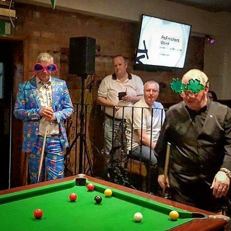 fruitysuits's tweet photo. 80's snooker legend@dennistaylor147 up against our legendary 80's suit recently. https://t.co/ox1SrMiu76 #fruitysuits #snookerloopy https://t.co/j3deGbFT5N