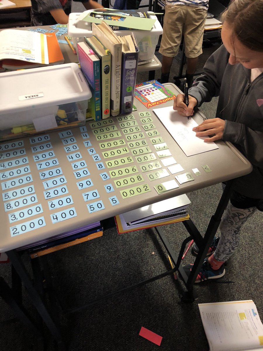 msharrison5th's tweet photo. We used our “secret code” cards today to explain expand whole numbers and decimals! #MathExpressions #5thGrade @DixieElementary https://t.co/teqet4mS47