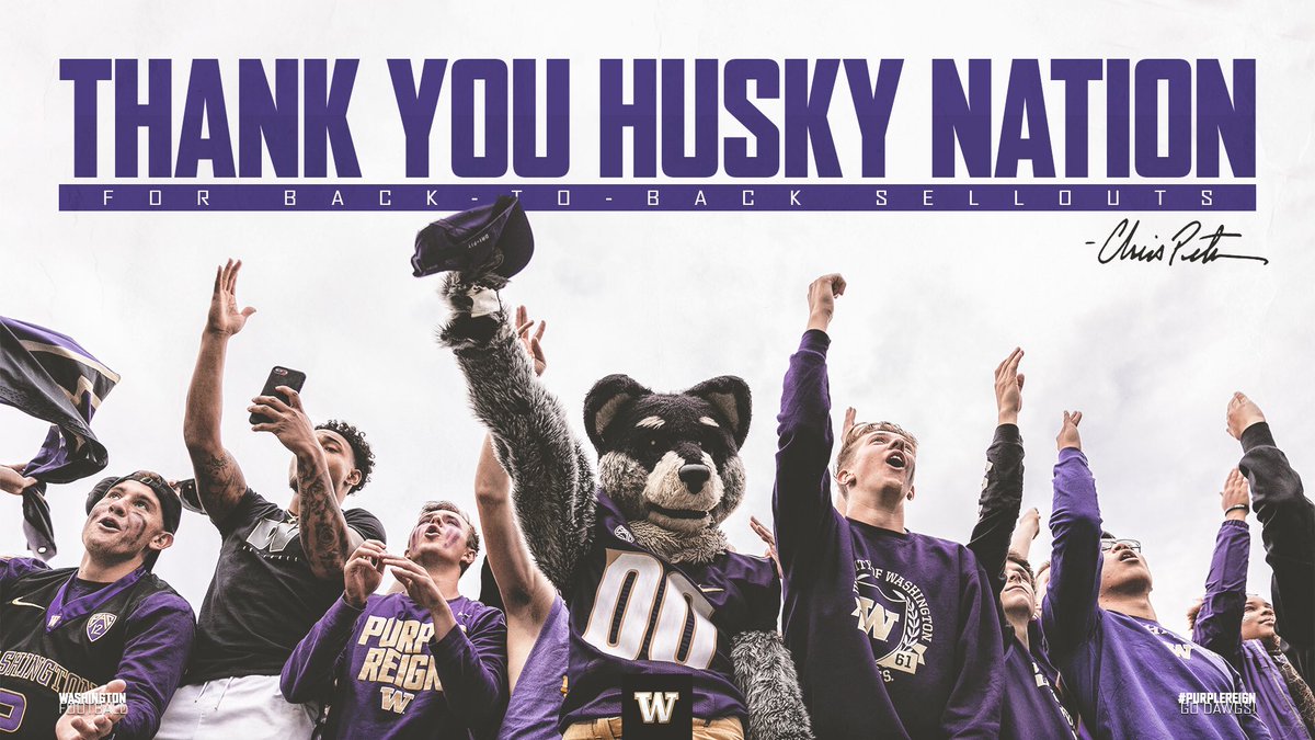 CoachCPete_'s tweet image. Husky Nation...thank you for selling out Husky Stadium the last two games. You truly make this the Greatest Setting in College Football.