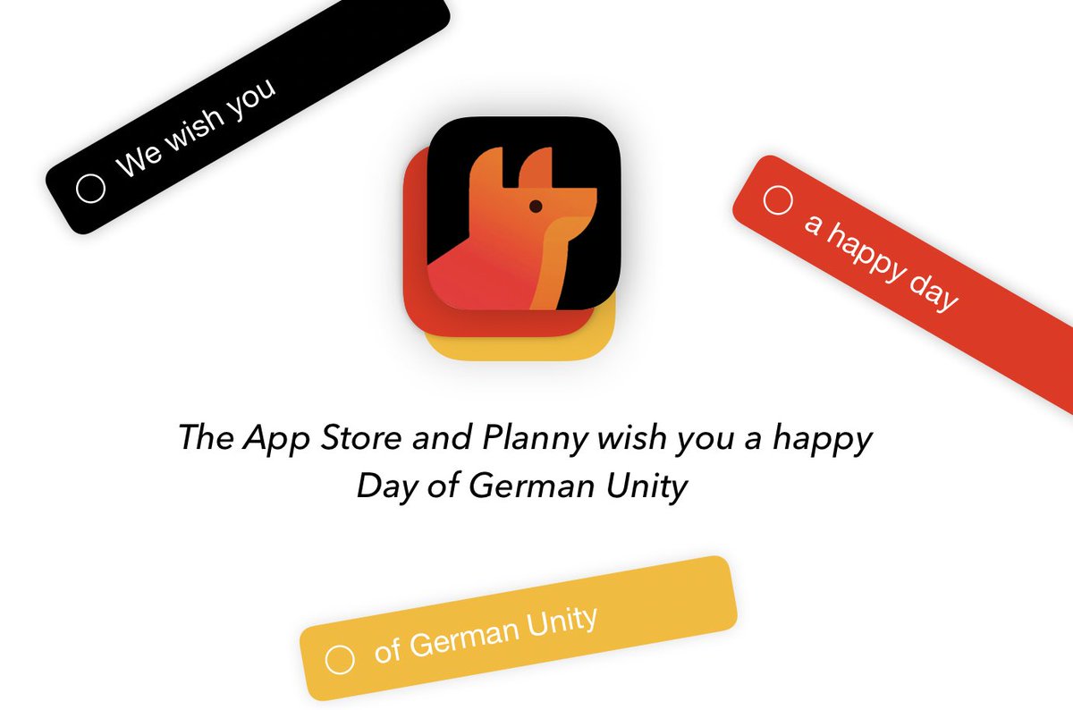kevin_reutter's tweet photo. The @AppStore and Planny wish you a happy Day of German Unity. https://t.co/sFIT9seiBP #AppStore #Planny #germanunityday https://t.co/YO64HVuhfH