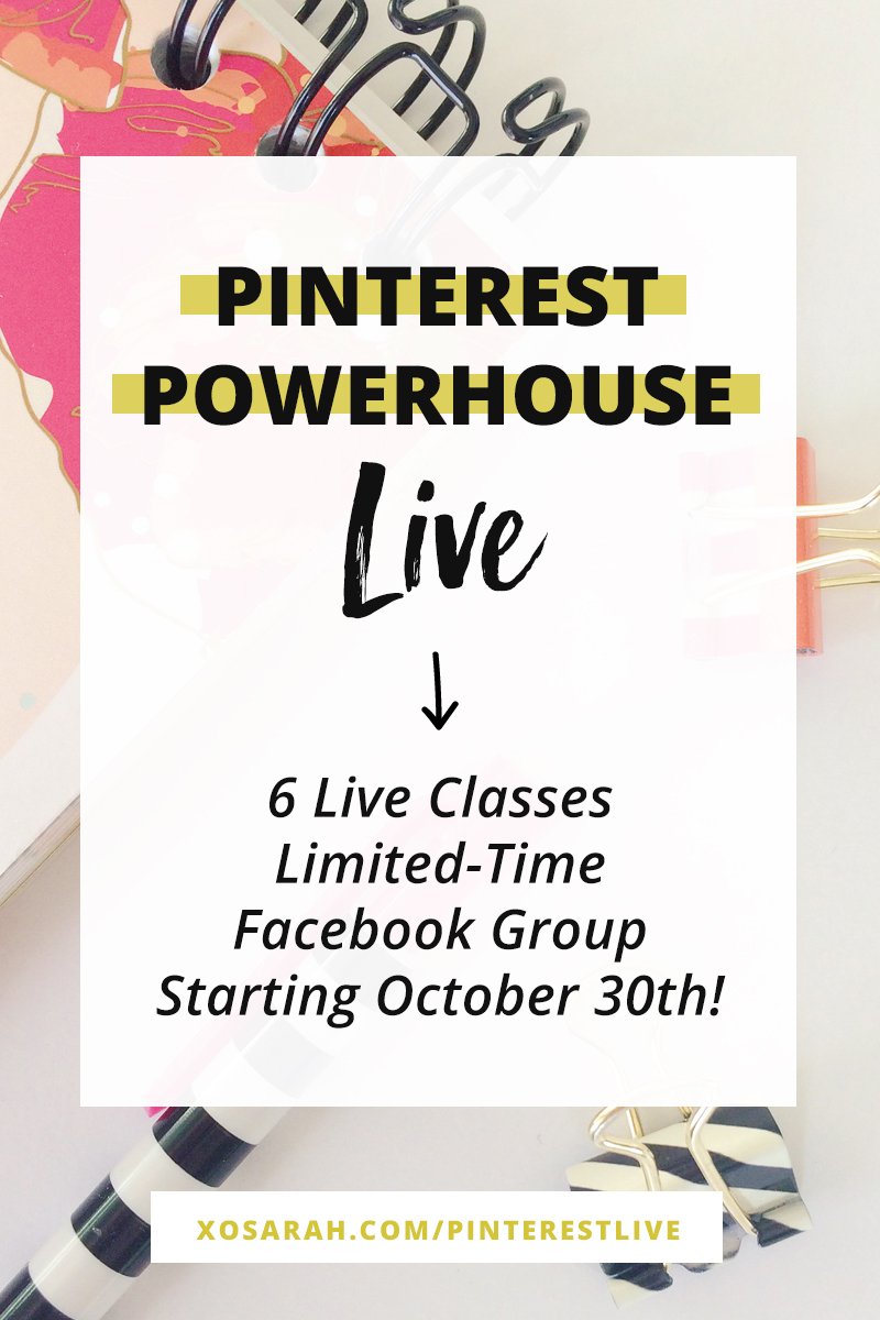 Great new post from <a href="/xosarahmorgan/">Sarah Morgan ➜ Biz + Marketing Coach</a>:  Pinterest Powerhouse LIVE starts October 30th! dlvr.it/Qm6DnV