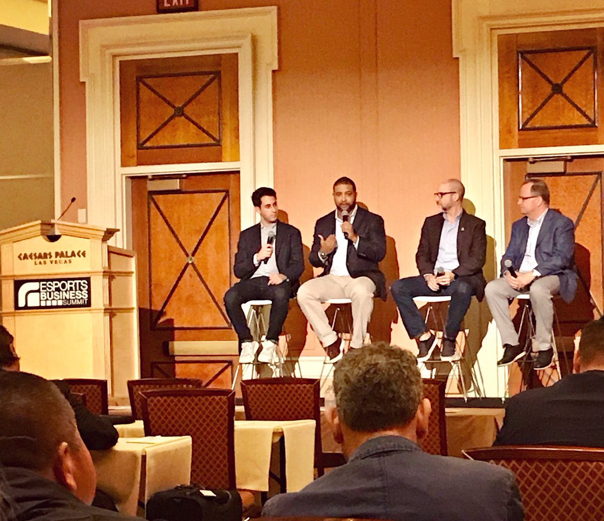 JeffEisenband's tweet photo. Ladies and gentlemen, the “State of the Union: @NBA2KLeague” panel at @EsportsBzSummit. Thanks to Aaron Ryan (#NBA2KLeague), @BryanDezayas (@alienware) and @DonStirling801 (@utahjazz/@UtahJazzGaming) for putting up with my questions! 🎮🏀 #esportsbizsummit (📸: @pwixted) https://t.co/8HcZ7Xdf2q