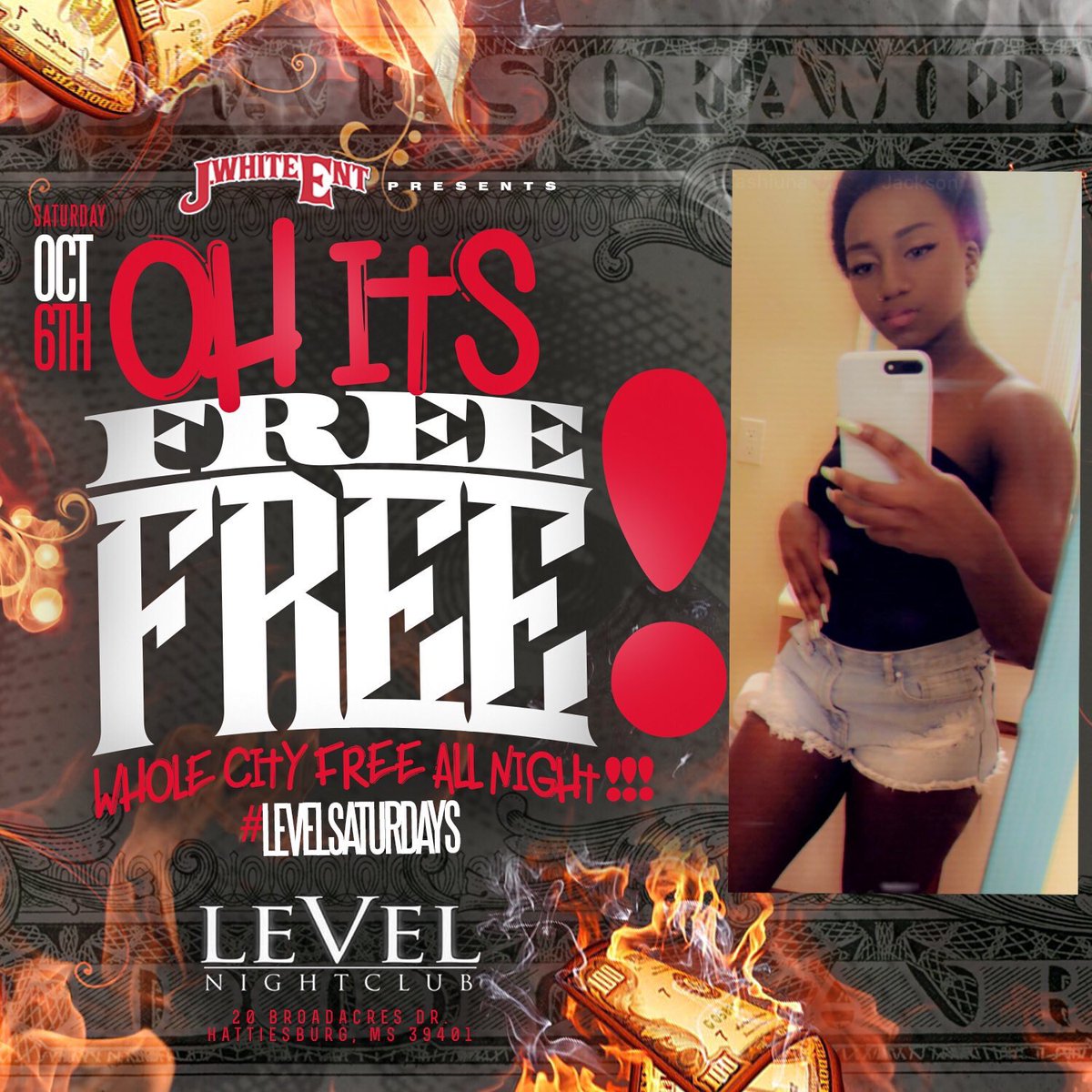 JacksonTakia's tweet photo. #OhItsFREE 🆓 THIS SATURDAY 
0nly At @levelhburg. 
#EVERYONEFREEALLNIGHT
#LadiesDrinkFree 

#prcc #jcjc #mgccc #usm22 #usm21 #usm20 https://t.co/xL9vp2sImN