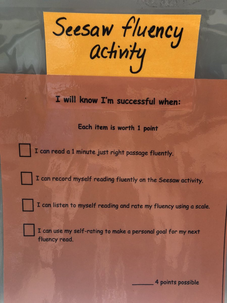 AshleaVilello's tweet photo. Make learning and success transparent by giving students the tools they need. They will give you the work you are looking for! Check out this PERFECT seesaw fluency post on day 1 of ELA playlists! @PorterElemSCSD #SCSDSuccess #SyraFuse #PandaPL https://t.co/RnyqSblzPJ