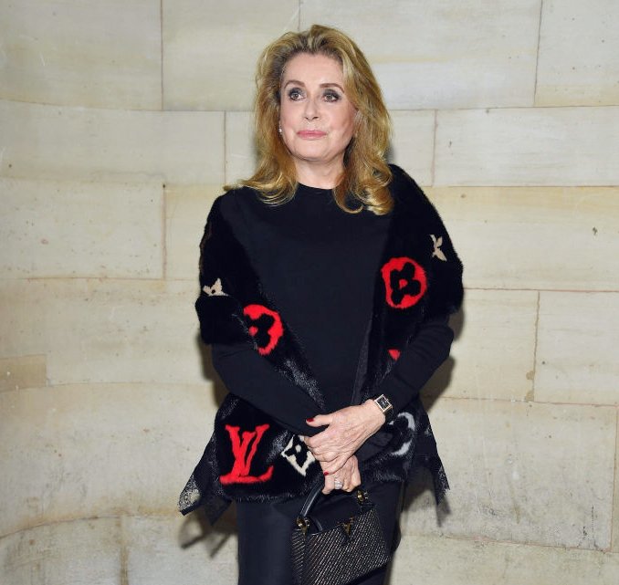 Adele Exarchopoulos and Catherine Deneuve arrive to Louis Vuitton