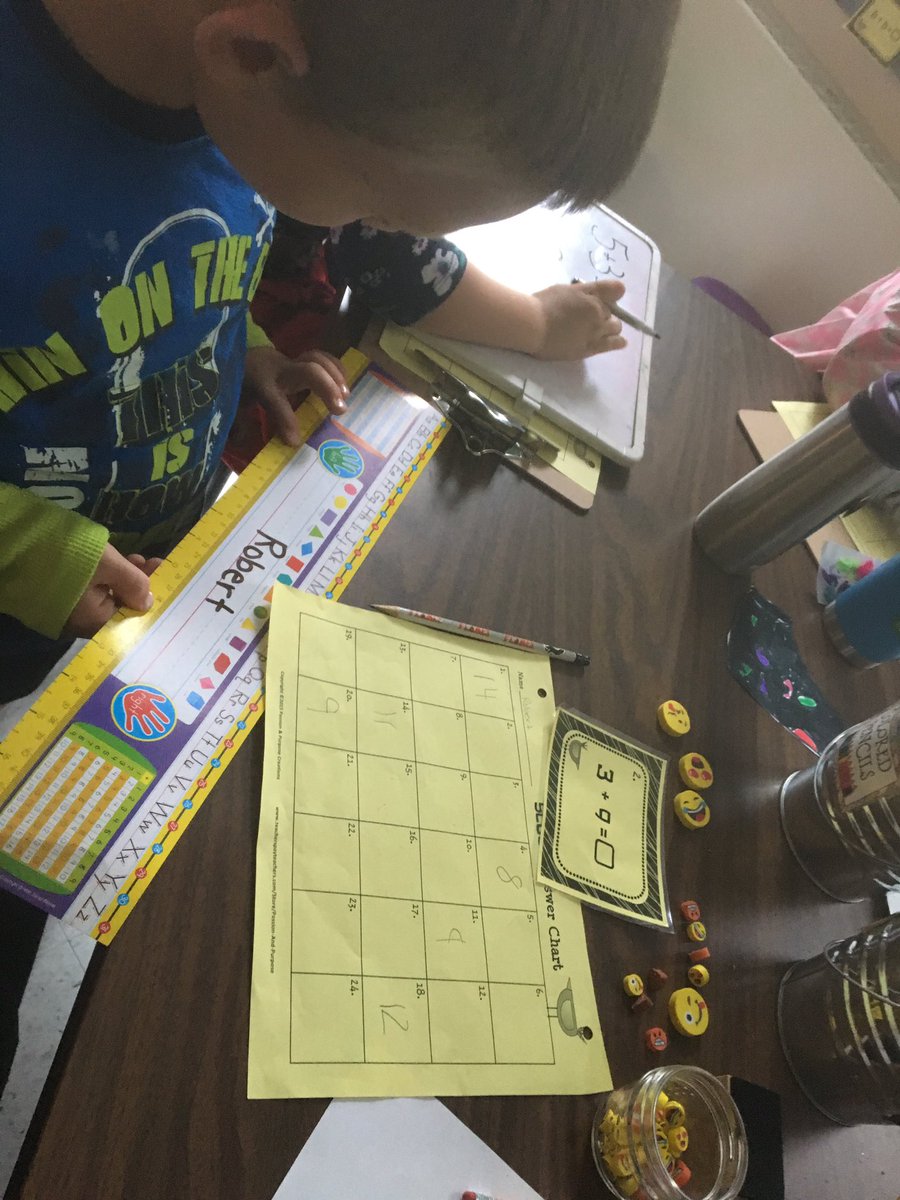 bamccarney's tweet photo. Math scoot! I love when my students take the initiative to use the resources in our classroom to help them! #fingercounting #rulers #numberline #collaboration https://t.co/09cV8FGHV1