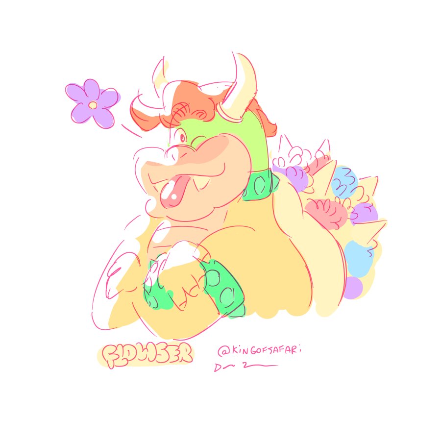 DrewGreenDraws's tweet photo. A quick #Flowser doodle, for funsies. #Nintendo #Bowser https://t.co/heumq1NyfU