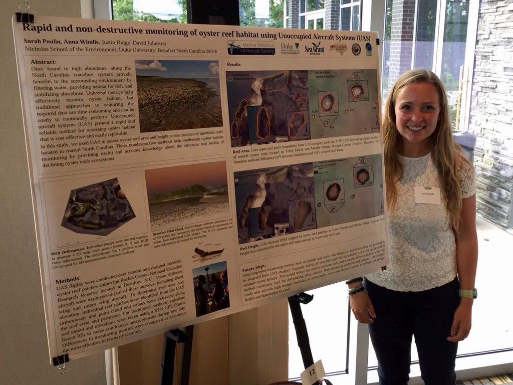 Had a blast presenting our work on oyster habitat monitoring using UAS at the @NCSeaGrant Student Showcase tonight #dronesforgood