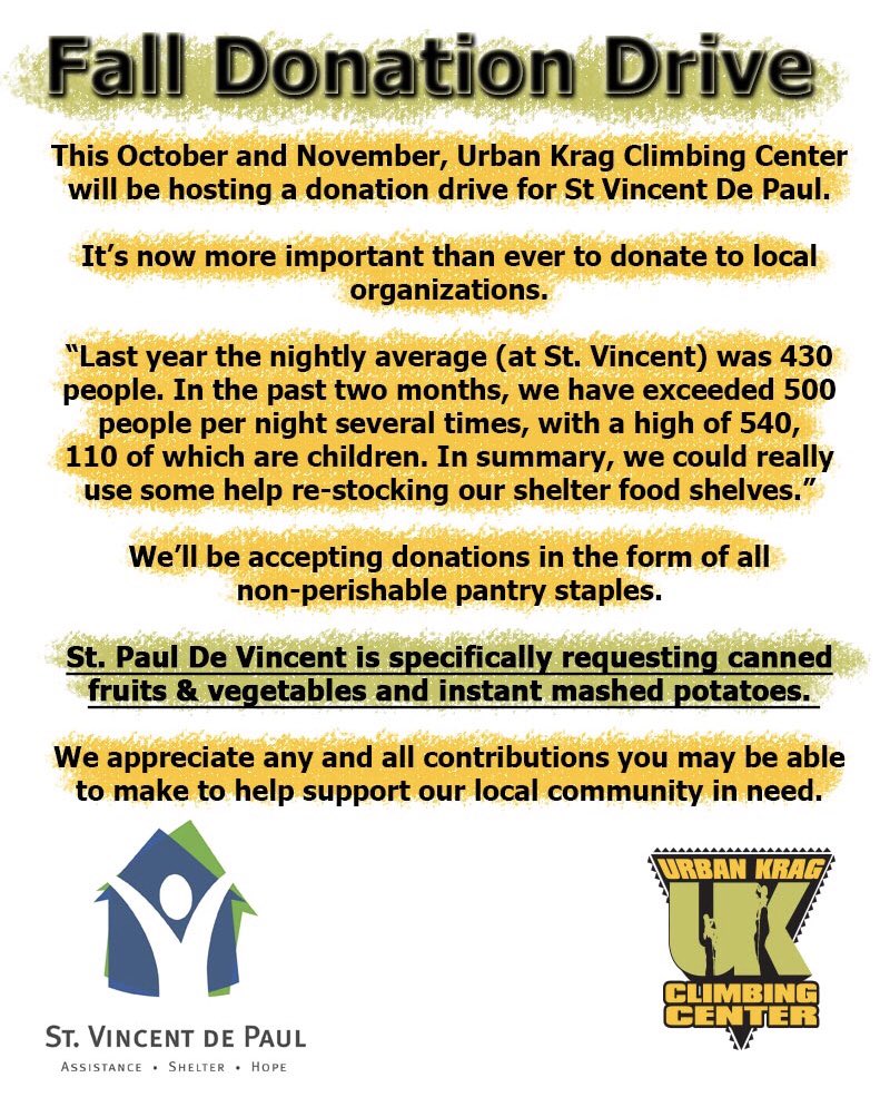 UrbanKrag's tweet photo. With a 35% poverty rate, the need is greater than ever so we are running the food drive October and November this year. #ohioclimbing #urbankragdayton #ohioclimbers #climbingisbliss #urbankrag #urbankragclimbing #937climbs #climb937 #ohioclimbs https://t.co/iYnJSJchBP