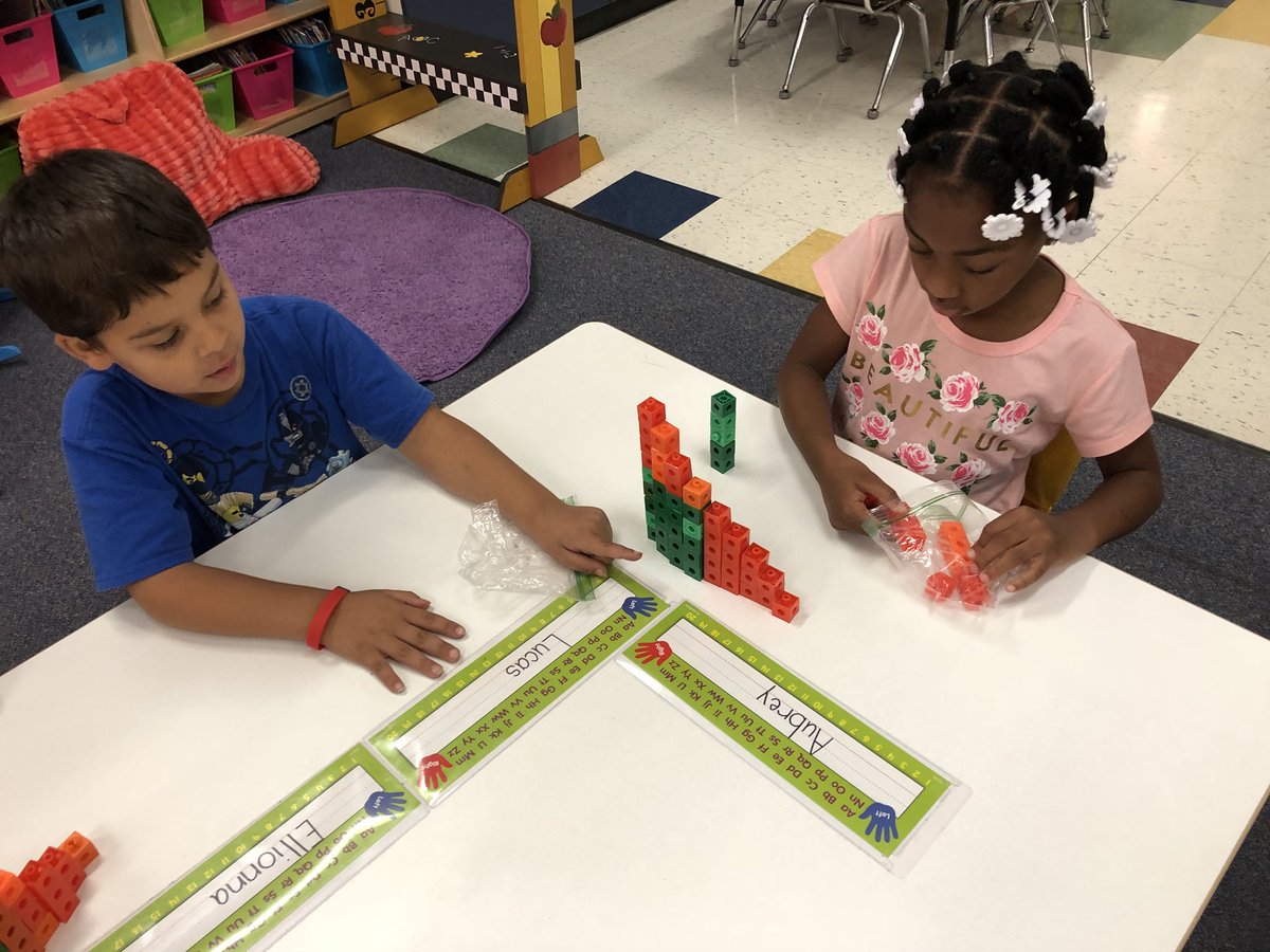 CW_Steele's tweet photo. “Miss Steele, did you know each number is really just one more?” Look at my friends, building number sense in kindergarten! #lightbulbmoments #EurekaMath #CWCommunity https://t.co/PCiXJgPJiH