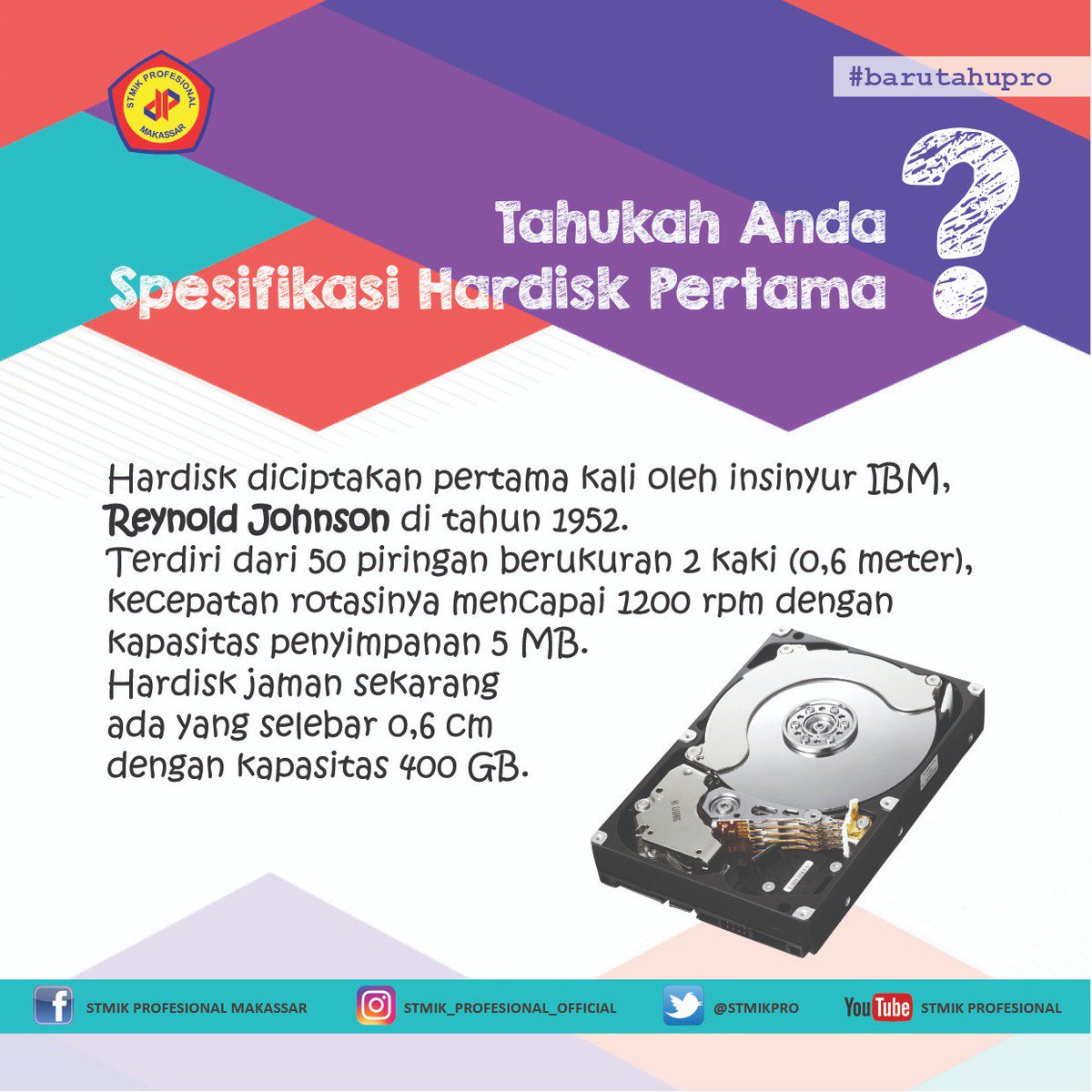 stmikpro's tweet photo. Hai #SobatPro ! Simak #barutahupro edisi 3 Oktober 2018. Selamat beraktifitas.

#stmikprofesionalmakassar #stmikprofesional #iampro #barutahupro #kampus #iamprofesional #campuslife #makassar https://t.co/LqTZcoRCOy