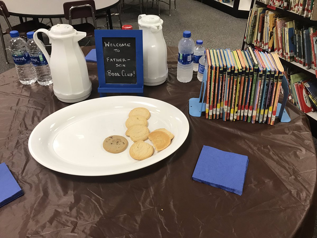 curiouslibraryn's tweet photo. The Father-Son book club was so much fun!  Dads and boys shared insightful questions and observations. We enjoyed cookies and a break-out game, too.  Plus found a new series to enjoy - Horrible Harry was a hit! https://t.co/jQEnC4XBDG