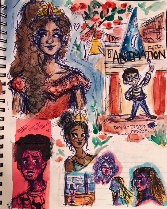 day 2 doodle w/ my pens, highlighters, &amp; watercolors!!! *:・゜✧ 
#inktober 