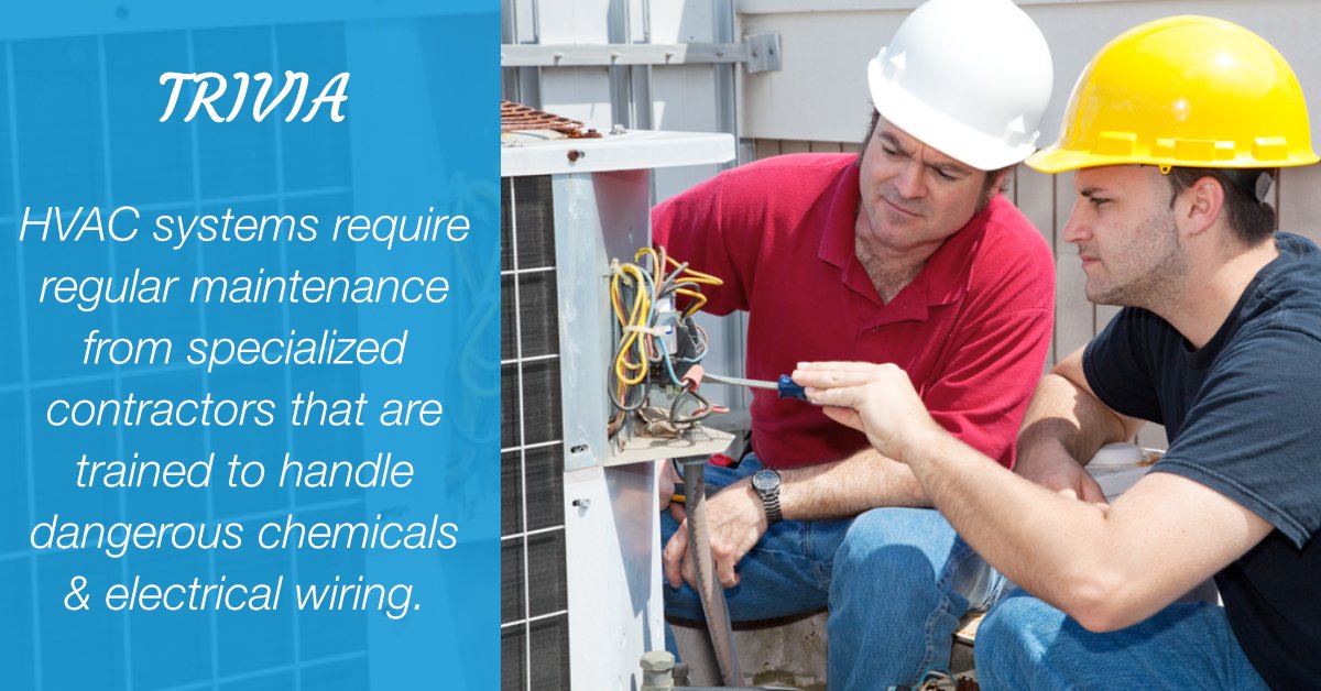 Coffey_ref's tweet photo. HVAC systems require regular maintenance from specialized contractors that are trained to handle dangerous chemicals &amp; electrical wiring. https://t.co/kFkOPPkyE5