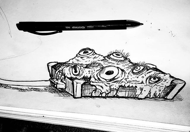 MagnusApollo's tweet photo. Mixing it up by switching to a #drawlloween theme of Haunted Harddrive. I apparently was more Cronenberg and creature haunting than ghostly. But I like the themes they have going. .
.
.
#drawing #ink #ballpointpenart #hauntedharddrive #art #mindofmagnus … https://t.co/vLBNY85Nep https://t.co/BJ4v3OKYGJ
