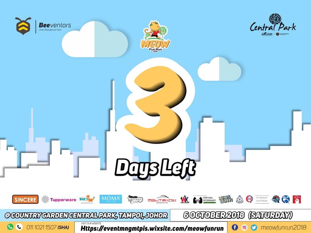 beeventors's tweet photo. Attention to all cat lovers 😻 
3 days left until Meow Fun Run 😍
Save the date guys we are so excited to meet with all of you 💙

#MeowFunRun2018 https://t.co/8iQkn8M5DN